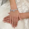 Lace & Favour Adelaide Silber Vintage inspiriertes Kristallarmband* Prom Armbänder | Silberner Abschlussball-schmuck