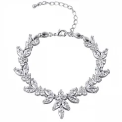 Lace & Favour Adelaide Silber Vintage inspiriertes Kristallarmband* Prom Armbänder | Silberner Abschlussball-schmuck