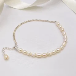 Lace & Favour Adelina Süßwasserperlen und Kettenarmband* Geschenke Für Die Braut | Perlen-hochzeitsschmuck