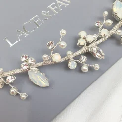 Beads & Beyond Adeline Opal Kristall und Perle Hochzeit Haarsträhne* Haarschmuck Aus Kristall | Blaue Haar-accessoires