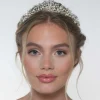 Poirier Akaziengold Kristall Blätter und Süßwasserperlen Tiara* Perlen-haarschmuck | Gold-haar-accessoires