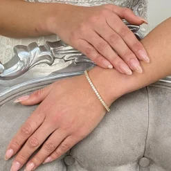 Lace & Favour Alanna Simple Cubic Zirkonia Tennisarmband (Gold)* Goldener Abschlussball-schmuck | Prom Armbänder