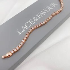 Lace & Favour Alanna Simple Cubic Zirkonia Tennisarmband (Rose Gold)* Geschenke Für Brautjungfern | Kristall-hochzeitsschmuck