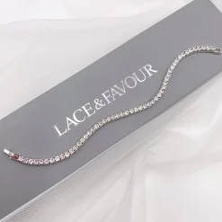 Lace & Favour Alanna Simple Cubic Zirkonia Tennisarmband (Silber)* Silberner Abschlussball-schmuck | Prom Armbänder