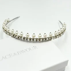 Beads & Beyond Albany Vintage Low Perle und Kristall Braut Tiara* Vintage-kopfbedeckungen | Perlen-haarschmuck