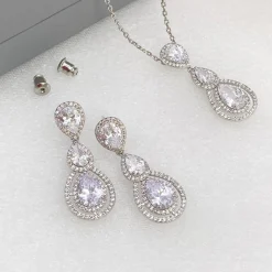 Lace & Favour Alessandra Vintage-inspiriertes Kristall-Brautschmuck-Set* Silberner Abschlussball-schmuck | Abschlussball-schmuck-sets