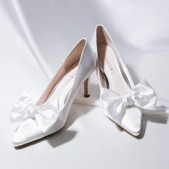 Rainbow Club Alice by | Elfenbein Satin Übergroße Schleife Schuhclips* Geschenke Für Die Braut | Schuhclips