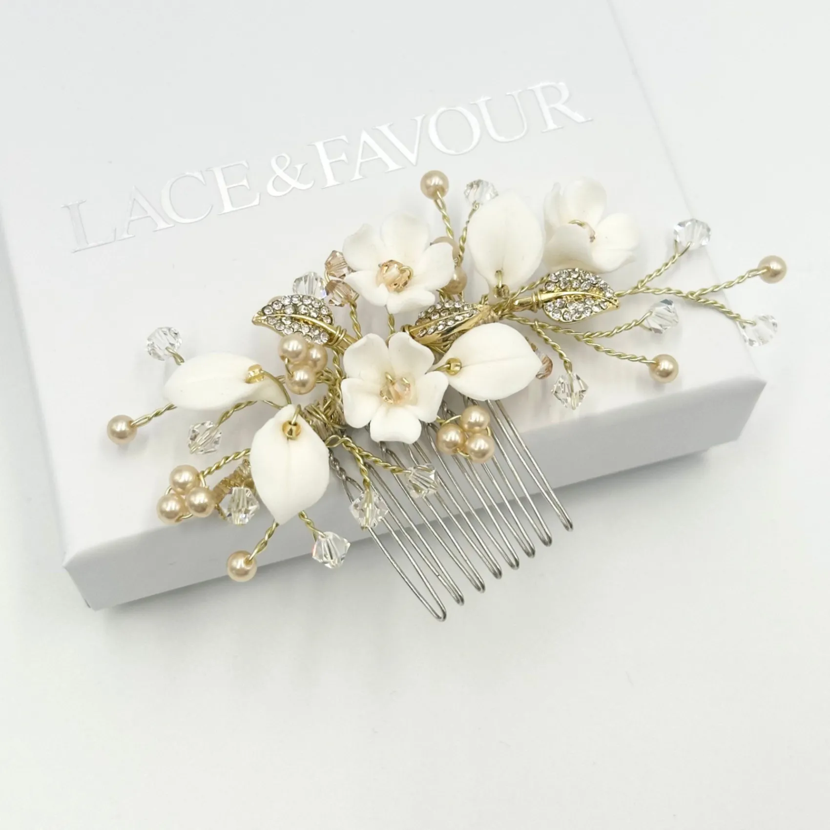 Beads & Beyond Almeida Gold Floral Mini-Haarkamm* Haarschmuck Aus Kristall | Perlen-haarschmuck