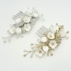 Beads & Beyond Almeida Gold Floral Mini-Haarkamm* Haarschmuck Aus Kristall | Perlen-haarschmuck