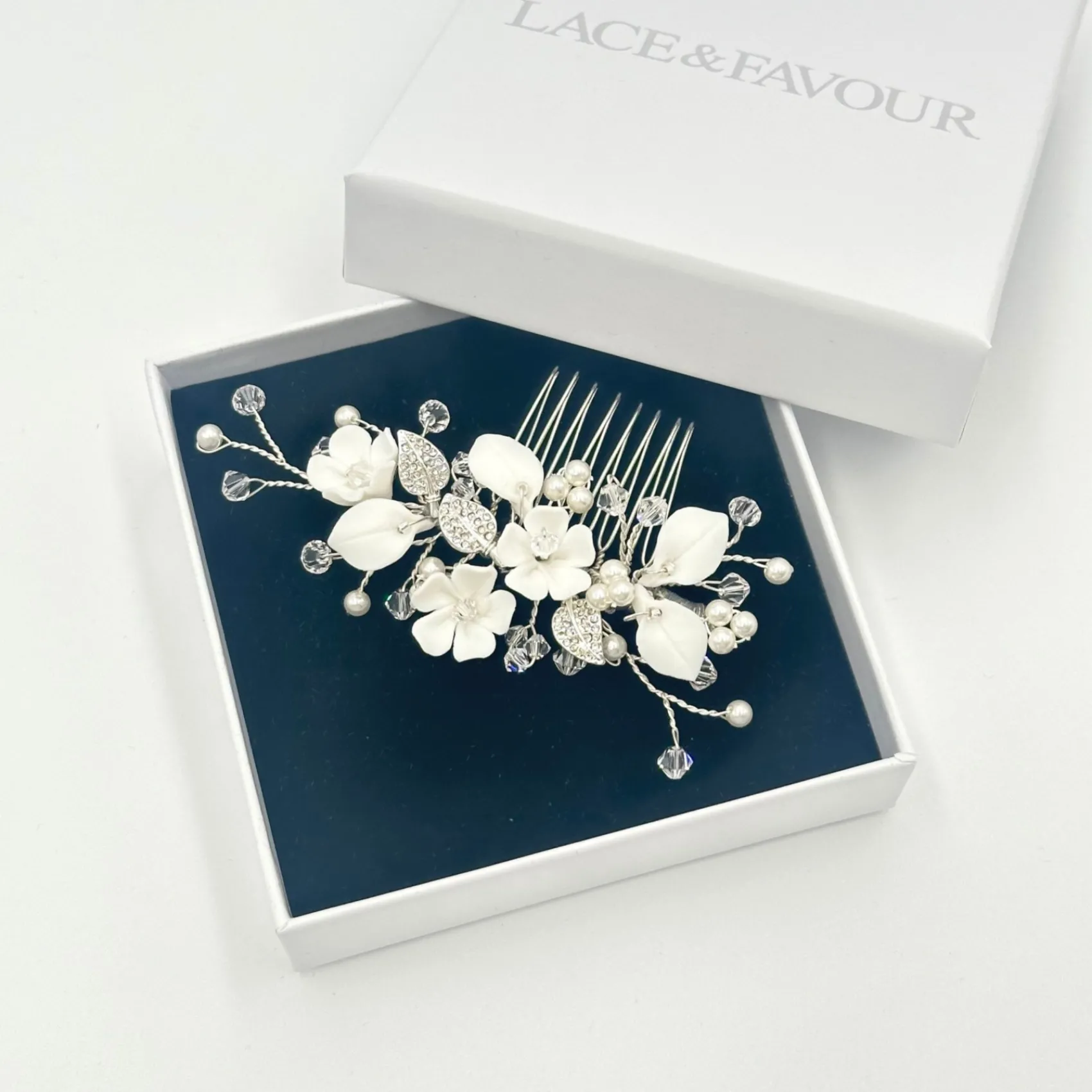 Beads & Beyond Almeida Silberner floraler Mini-Haarkamm* Haarschmuck Aus Kristall | Perlen-haarschmuck