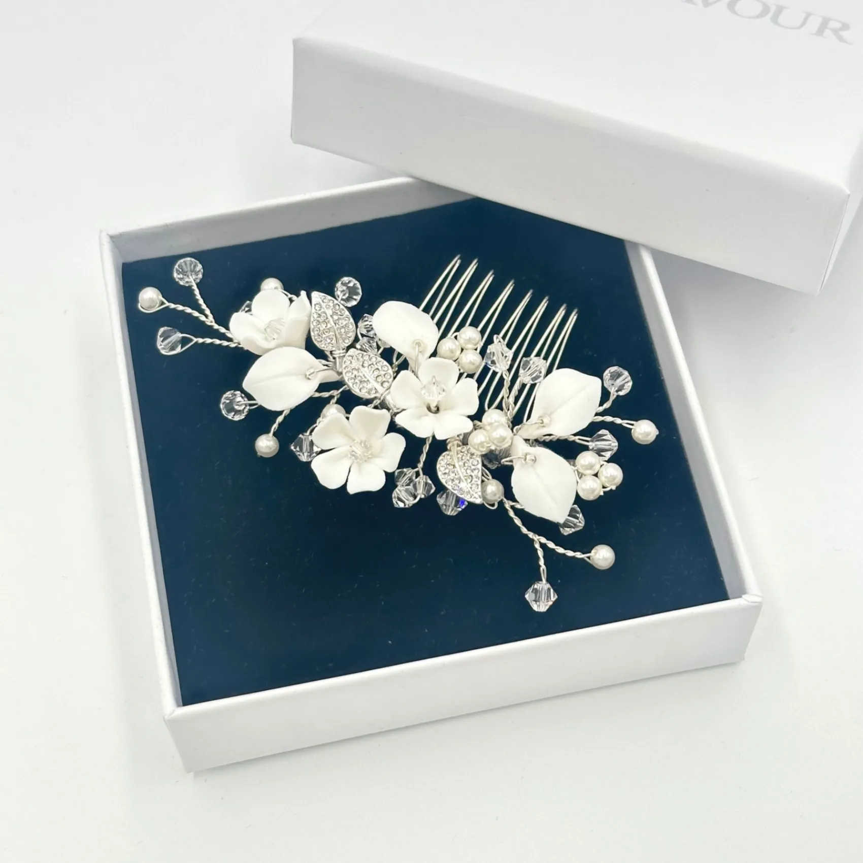 Beads & Beyond Almeida Silberner floraler Mini-Haarkamm* Haarschmuck Aus Kristall | Perlen-haarschmuck