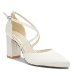 Paradox London Alysha Einfärbbar Elfenbein Satin Kreuz Riemen Block Ferse Gericht Schuhe* Hochzeitsschuhe | Schuhe Mit Mittlerem Absatz