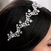 Lace & Favour Amalfi Crystal Blätter und Perle Hochzeit Stirnband* Perlen-haarschmuck | Silberne Haar-accessoires