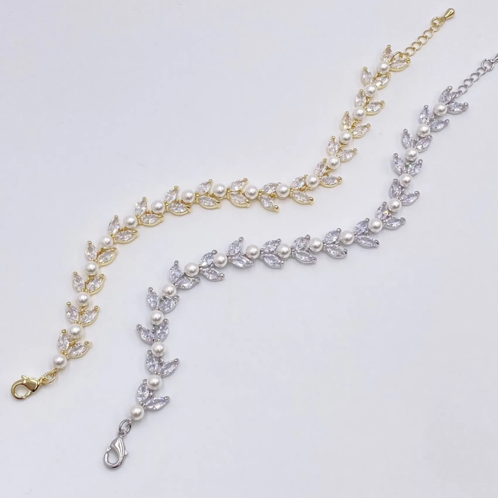 Lace & Favour Amalia Gold Cubic Zirkonia Perle Hochzeit Armband* Geschenke Für Die Braut | Perlen-hochzeitsschmuck