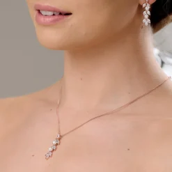 Lace & Favour Amalia Rose Gold Cubic Zirkonia und Perle Anhänger Halskette* Geschenke Für Brautjungfern | Geschenke Für Die Braut