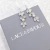 Lace & Favour Amalia Silber Cubic Zirkonia und Perle Tropfen Ohrringe* Geschenke Für Die Braut | Perlen-hochzeitsschmuck