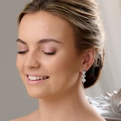 Lace & Favour Amalia Silber Cubic Zirkonia und Perle Tropfen Ohrringe* Geschenke Für Die Braut | Perlen-hochzeitsschmuck