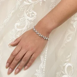 Lace & Favour Amalia Silber Cubic Zirkonia Perle Hochzeit Armband* Geschenke Für Die Braut | Perlen-hochzeitsschmuck