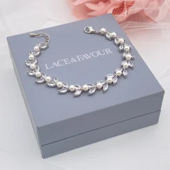 Lace & Favour Amalia Silber Cubic Zirkonia Perle Hochzeit Armband* Geschenke Für Die Braut | Perlen-hochzeitsschmuck