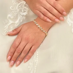 Lace & Favour Amara Gold Crystal Vine of Leaves Armbänder* Goldener Abschlussball-schmuck | Prom Armbänder