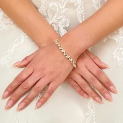 Lace & Favour Amara Gold Crystal Vine of Leaves Armbänder* Goldener Abschlussball-schmuck | Prom Armbänder
