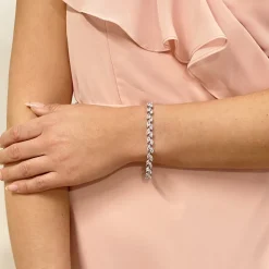 Lace & Favour Amara Silber Crystal Vine of Leaves Armbänder* Silberner Abschlussball-schmuck | Prom Armbänder