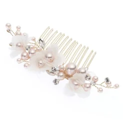 Poirier Amaryllis Blush Perlen Blumiger Haarkamm* Perlen-haarschmuck | Gold-haar-accessoires