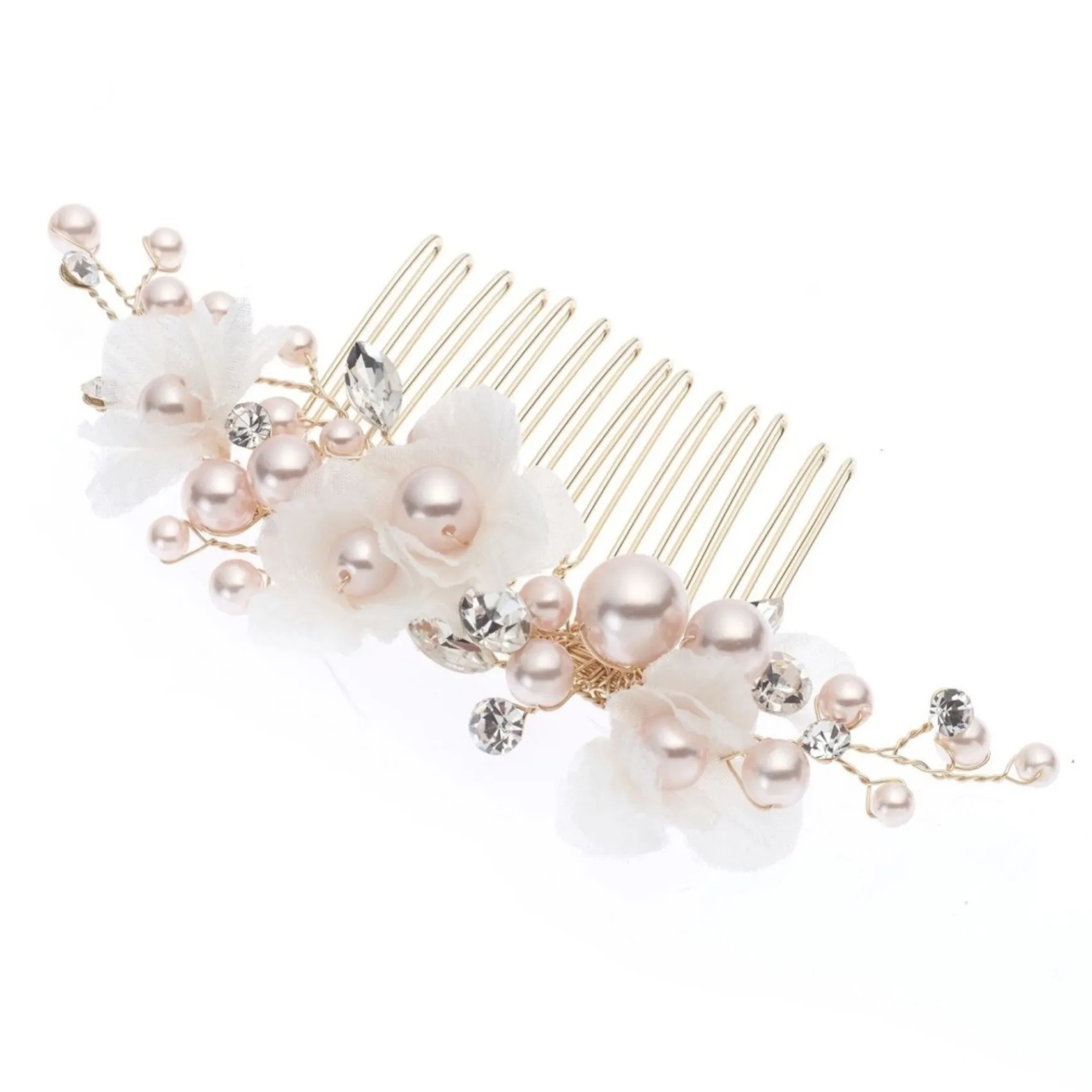 Poirier Amaryllis Blush Perlen Blumiger Haarkamm* Perlen-haarschmuck | Gold-haar-accessoires