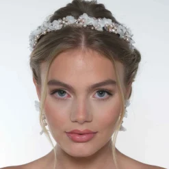 Poirier Amaryllis Blush Perlen Floral Stirnband* Perlen-haarschmuck | Gold-haar-accessoires