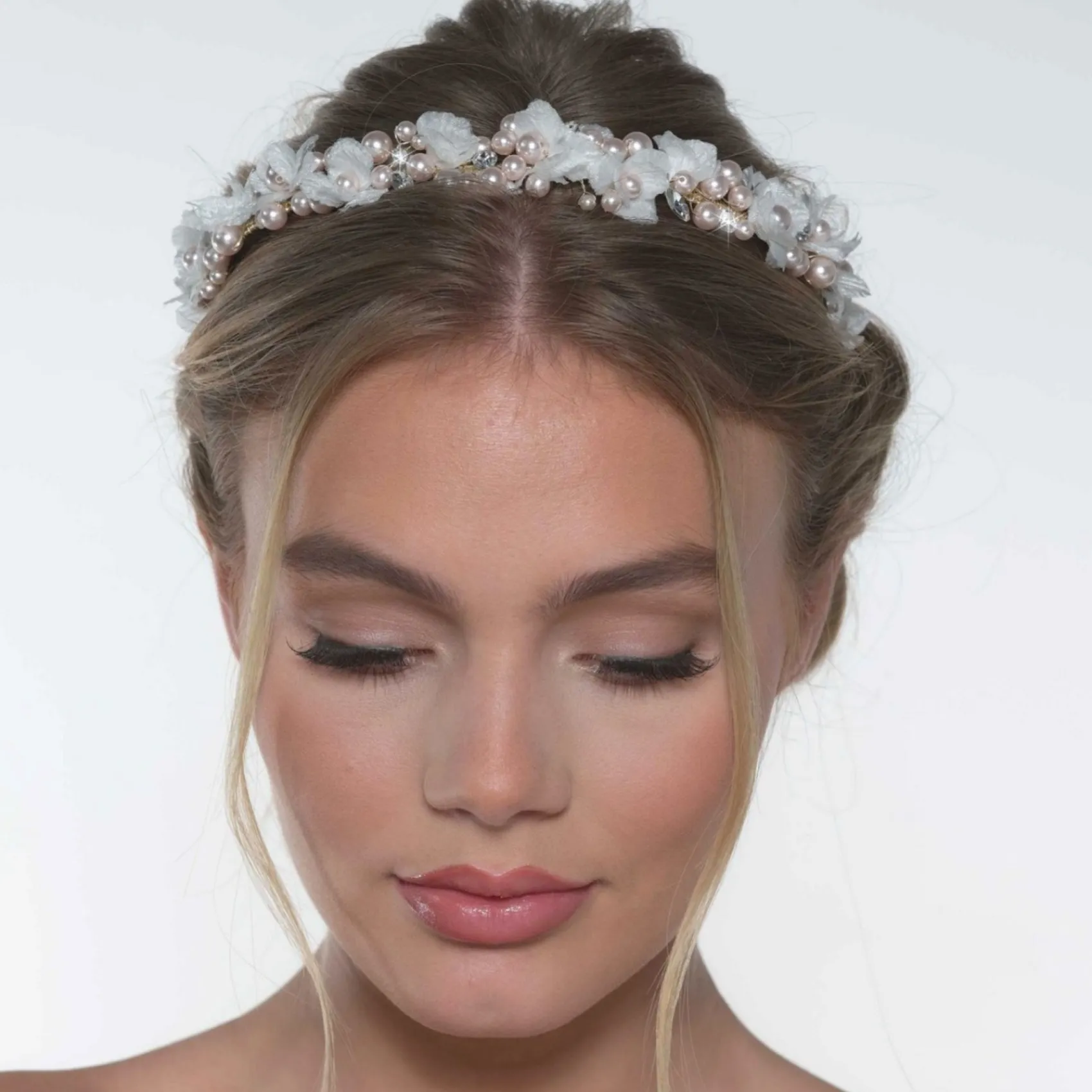 Poirier Amaryllis Blush Perlen Floral Stirnband* Perlen-haarschmuck | Gold-haar-accessoires