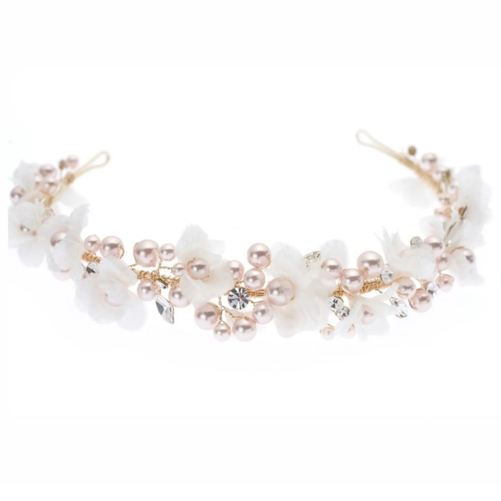 Poirier Amaryllis Blush Perlen Floral Stirnband* Perlen-haarschmuck | Gold-haar-accessoires