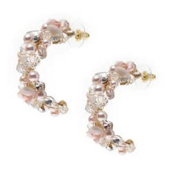 Poirier Amelia Blush Porzellanblume Goldreif-Ohrringe* Perlen-hochzeitsschmuck | Gold-hochzeitsschmuck
