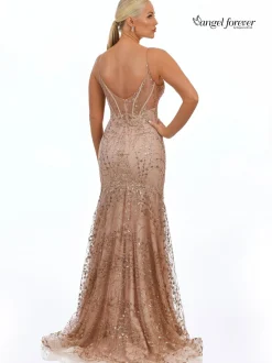 Angel Forever Glitzerndes Korsett-Abschlussballkleid mit Spitze (Rose Gold)* Angel Forever Ballkleider | Rosa Ballkleider