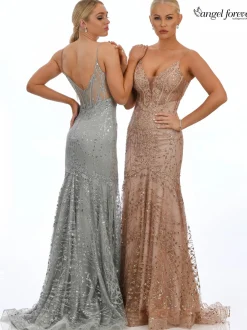 Angel Forever Glitzerndes Korsett-Abschlussballkleid mit Spitze (Rose Gold)* Angel Forever Ballkleider | Rosa Ballkleider