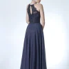 Angel Forever Hochgeschlossenes Spitzenmieder A Linie Chiffon Ballkleid Charcoal* Angel Forever Ballkleider