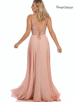 Angel Forever Perlenbesetztes A-Line Chiffon-Abschlussballkleid (Rose Pink)* Angel Forever Ballkleider | Rosa Ballkleider