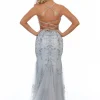 Angel Forever Perlenbesetztes rückenfreies Fishtail-Abschlussballkleid (Silber)* Angel Forever Ballkleider
