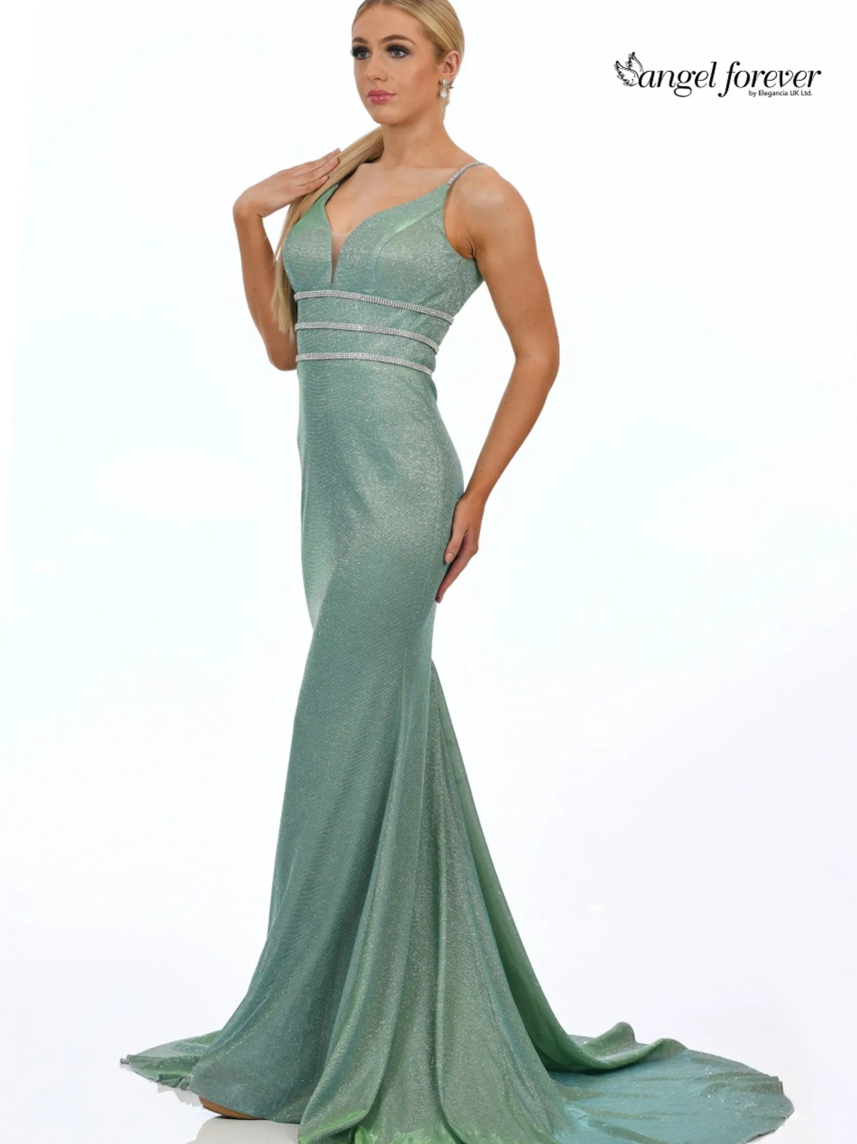 Angel Forever Schimmernder Stoff Fishtail Ballkleid (Mint)* Angel Forever Ballkleider | Grüne Ballkleider