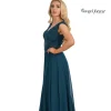 Angel Forever V-Ausschnitt A-Linie Chiffon-Abschlussballkleid mit Spitzen-Bodice (Teal)* Angel Forever Ballkleider | Blaugrüne Ballkleider
