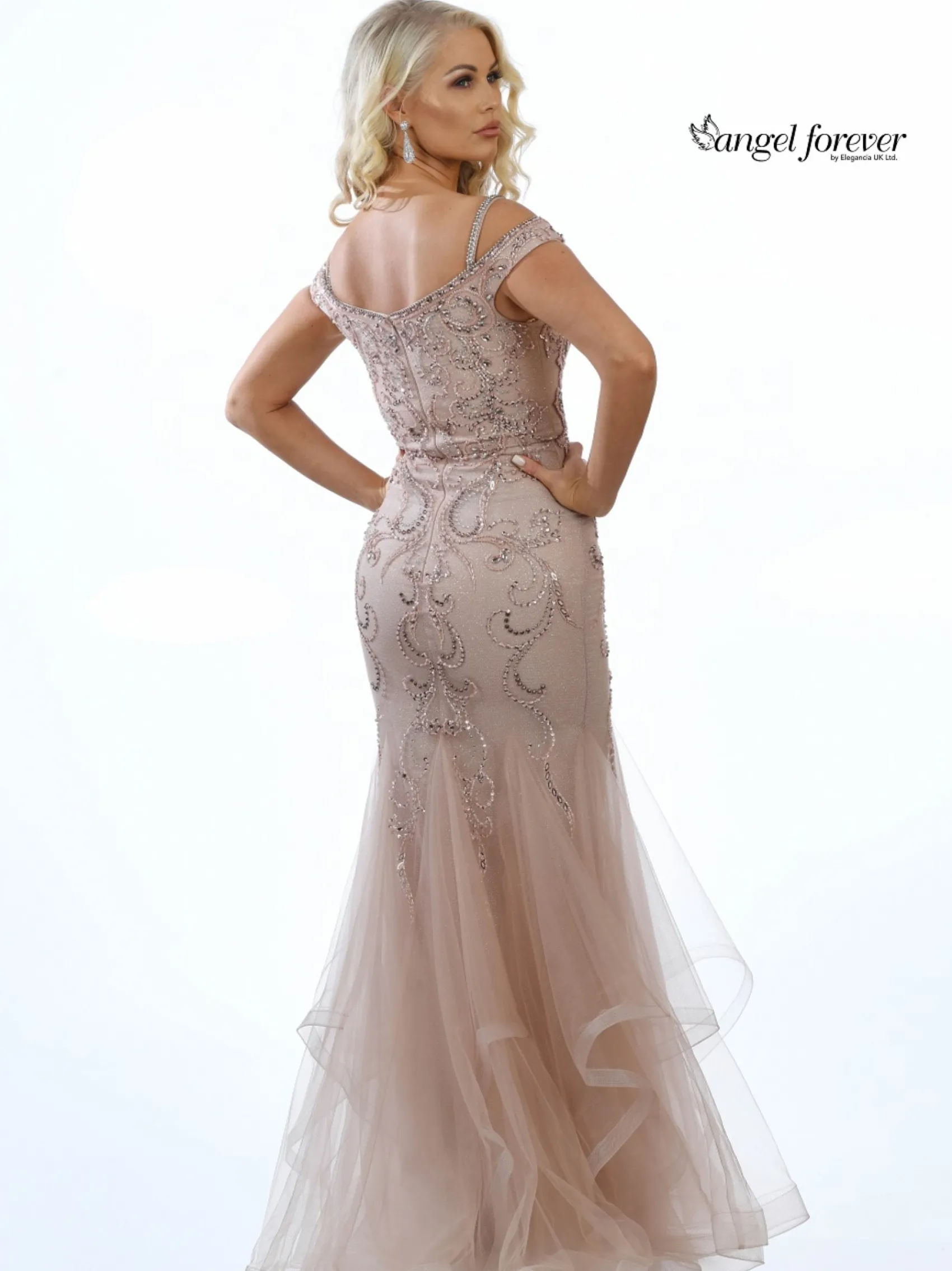 Angel Forever Verschönertes Schimmernder Tüll Fischschwanz Ballkleid Rose Gold* Angel Forever Ballkleider | Rosa Ballkleider