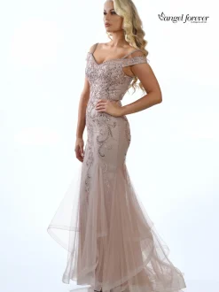 Angel Forever Verschönertes Schimmernder Tüll Fischschwanz Ballkleid Rose Gold* Angel Forever Ballkleider | Rosa Ballkleider