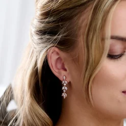 Lace & Favour Aria Rose Gold Cubic Zirkonia Tropfenohrringe* Geschenke Für Brautjungfern | Kristall-hochzeitsschmuck