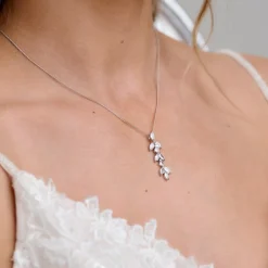Lace & Favour Aria Silber Cubic Zirkonia Anhänger Halskette* Silberner Abschlussball-schmuck | Abschlussball-halsketten