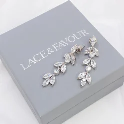 Lace & Favour Aria Silber Cubic Zirkonia Tropfen Ohrringe* Silberner Abschlussball-schmuck | Abschlussball-ohrringe