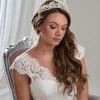 Arianna Charlie Statement Perle und Blumen Tiara AR803* Perlen-haarschmuck | Silberne Haar-accessoires