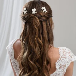 Arianna 3er Set Haarnadeln aus Porzellan mit Blumen und Perlen ARP719* Geschenke Für Brautjungfern | Geschenke Für Die Braut