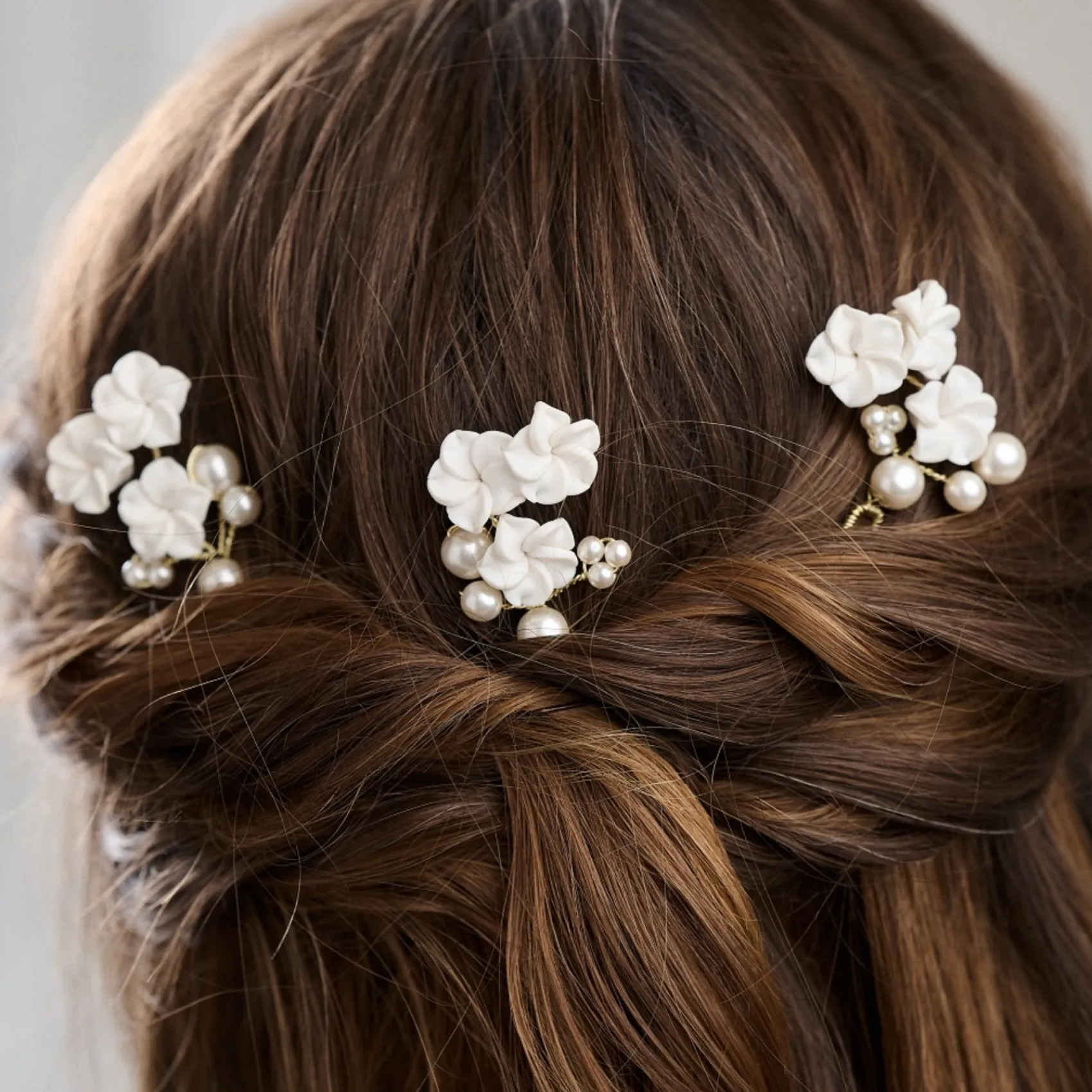 Arianna 3er Set Haarnadeln aus Porzellan mit Blumen und Perlen ARP719* Geschenke Für Brautjungfern | Geschenke Für Die Braut