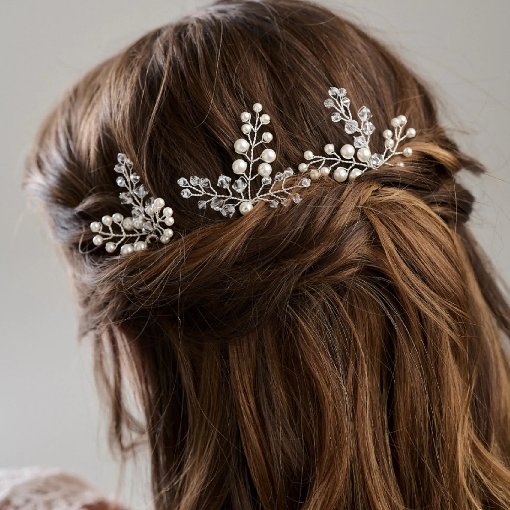 Arianna 3er Set Perlen- und Kristall-Haarnadeln für die Hochzeit ARP751* Haarschmuck Aus Kristall | Perlen-haarschmuck