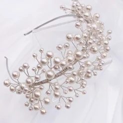 Arianna Ewiges Statement Perlenstirnband AR632* Perlen-haarschmuck | Silberne Haar-accessoires