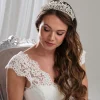 Arianna Florale Perle und Kristall Statement Tiara AR749* Perlen-haarschmuck | Silberne Haar-accessoires